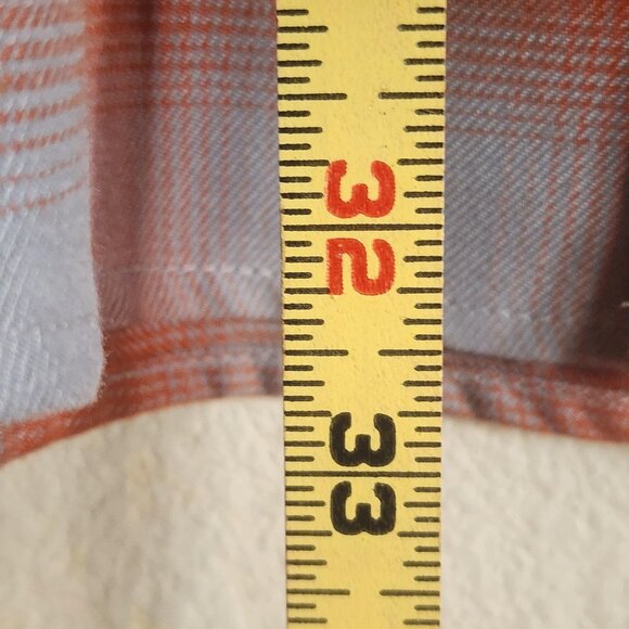 Dixxon Flannel Shirt Mens Extra Large Gray Orange Plaid Copper State Pearl Snap - Picture 9 of 10